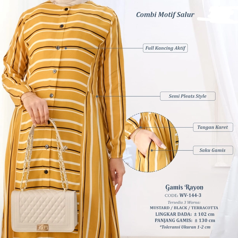 Product image AL Irsyad Store - GAMIS FOREVER SWEET CONCEPT WV-144-3 GAMIS RAYON ALL SIZE MUSTARD