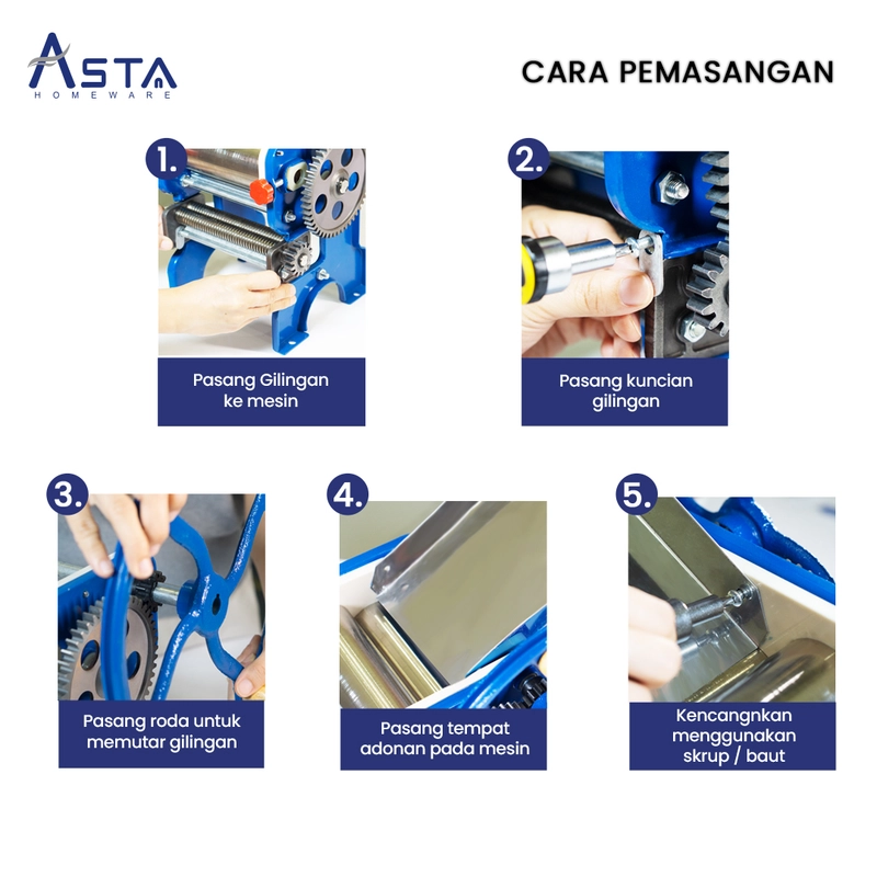 Product image Asta Gilingan Mie Besar Pasta Maker Roda Besar ASPM-150 Warna Biru