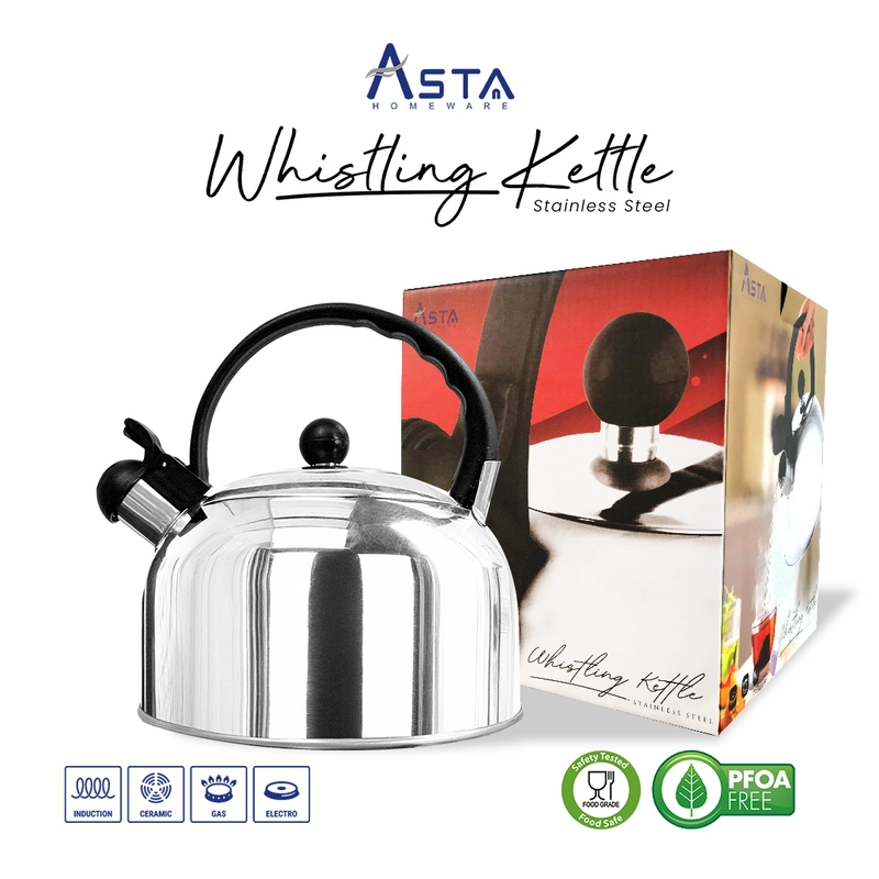 Product image Asta Teko Siul Stainless Steel Whistling Kettle 3 Liter Warna Full Stainless