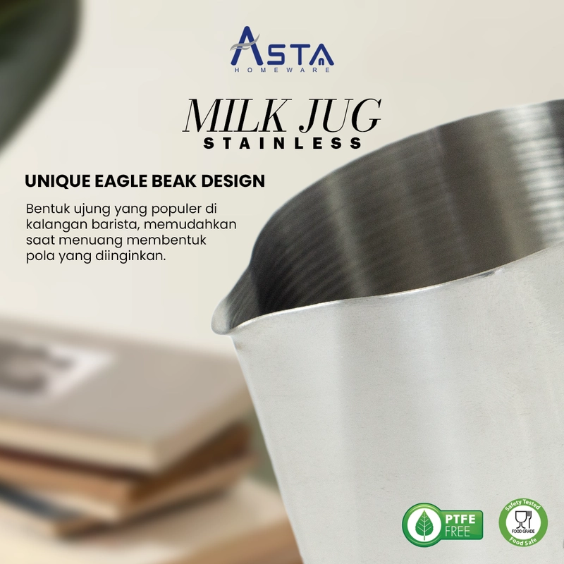 Product image Asta Gelas Milk Jug Stainless Steel Barista Latte Art Tebal Professional Series Size 350 ml