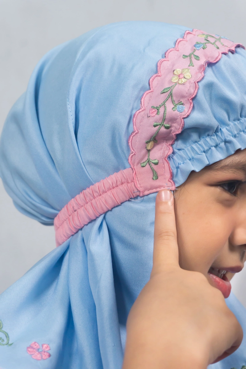 Product image LITTLE NEOSACK - LITTLE NEOSACK - MUKENA KATUN PLAN ANAK PEREMPUAN - NAJMA MUKENA LX10042 ALL SIZE. BIRU