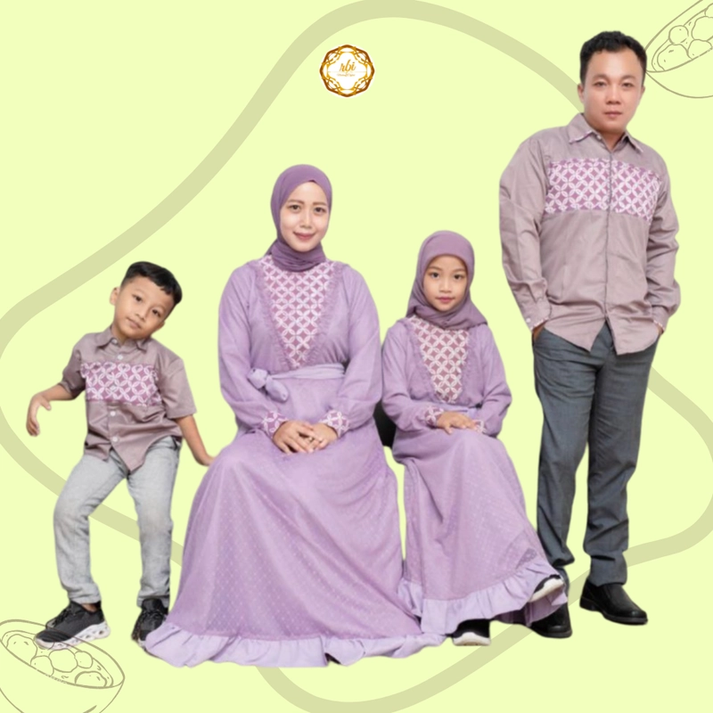 Product image Rambe Batik Indonesia - Batik Couple Set Keluarga Ayuma Lilac Premium Bisa Beli Pisah Hem Anak M Lilac