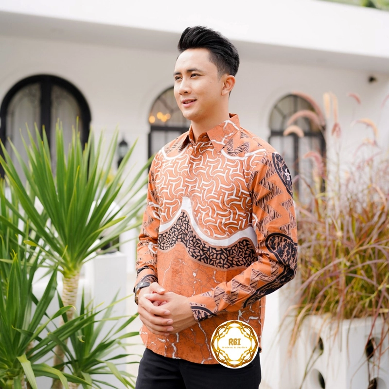 Product image Rambe Batik Indonesia - Batik Tunik Couple Rania Batik Kemeja Panjang Kantor Kondangan M KEMEJA RANIA B