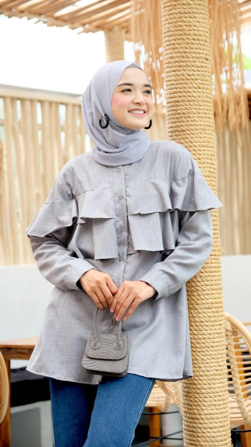 Product image Halika - Atasan Kemeja Wanita Pavati Grey LD 106 Grey