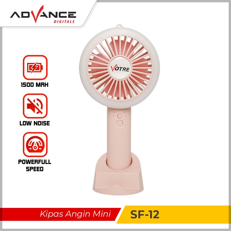 Product image Advance Digitals Indonesia - Kipas Angin Mini Portable Votre SF-12 / SF12 + Lampu LED Advance - Pink
