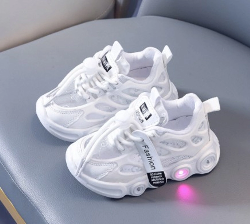 Product image Meonky Official - Sepatu Anak Sekolah Laki Laki Perempuan Korean LED Bisa Menyala Ringan Q - 12 21 Putih