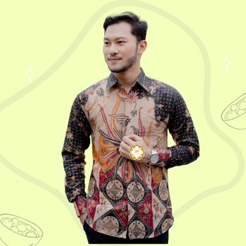 Product image Rambe Batik Indonesia - Batik Couple Alesyah Terbaru dan Modern - Bisa Beli Pisah Hitaam Lasem Kemeja Saja Size M Alesyah Motif B