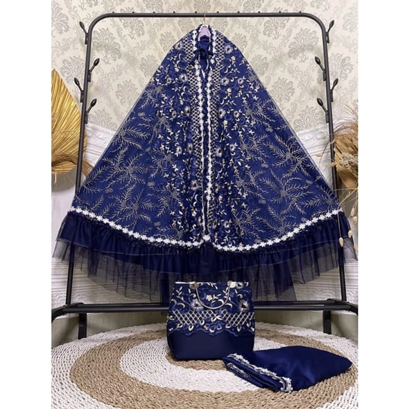 Product image Mukena Brukat Cantik Tile Mix velvet All Size Navy