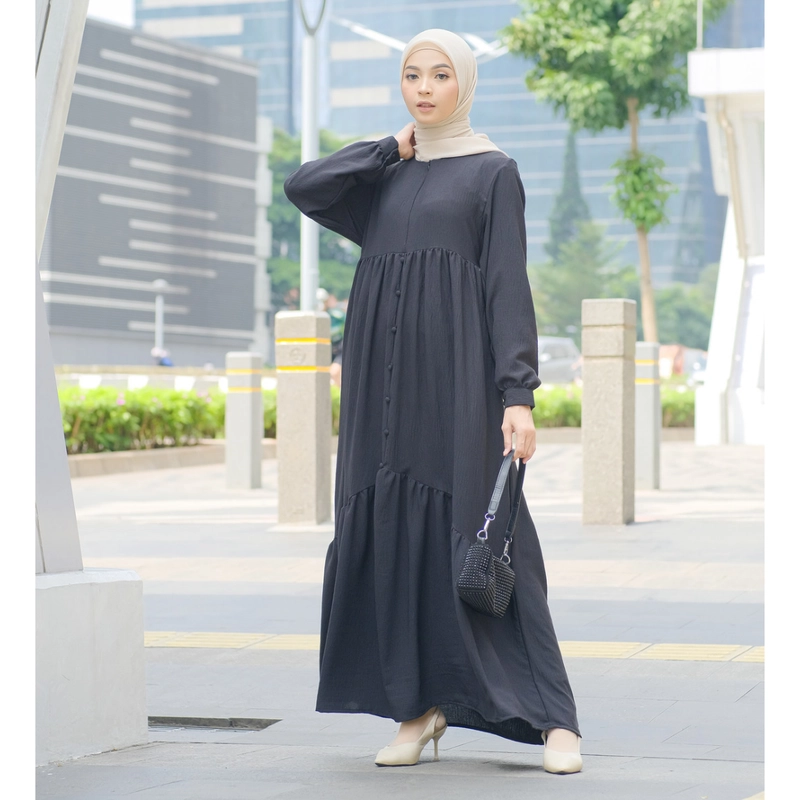 Product image Hazirah Id - Azura Dress Gamis Cringkle Airflow Polos S Black