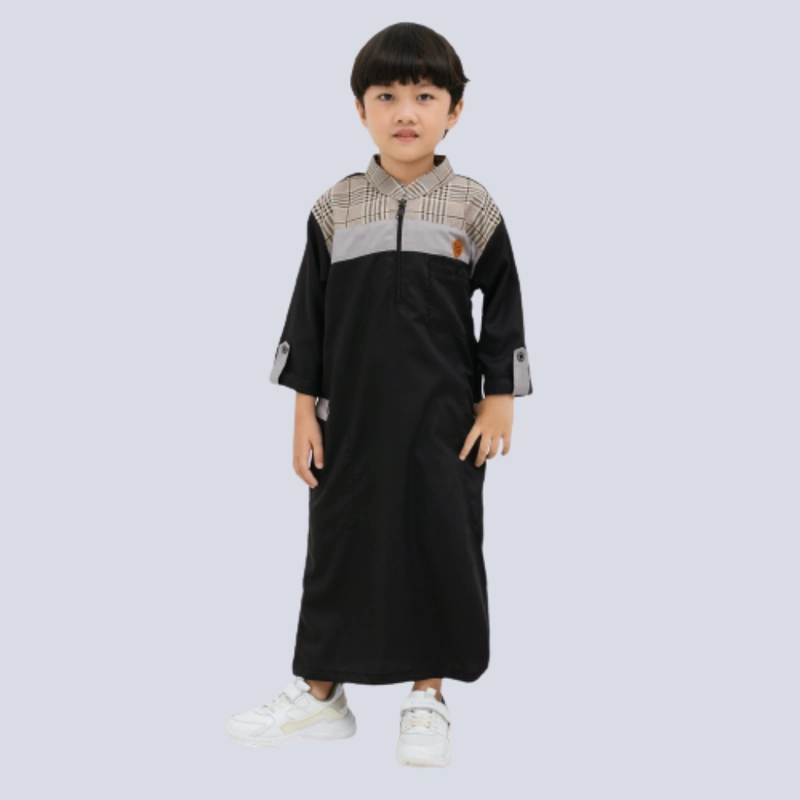 Product image Kawan Muslim - Jubah Anak Laki Laki Baju Gamis Anak Laki Laki 1-14 Tahun Hitam Katun Premium HITAM 1&2 TAHUN