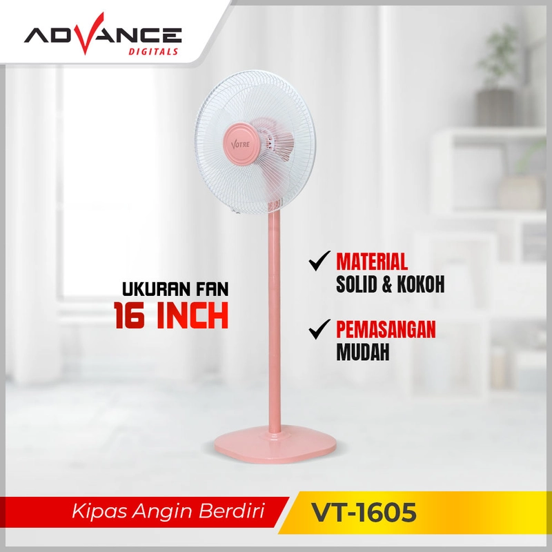 Product image Advance Digitals Indonesia - Kipas Angin Berdiri Advance Stand Fan VT1605 Votre 16 inch 16 inch Pink
