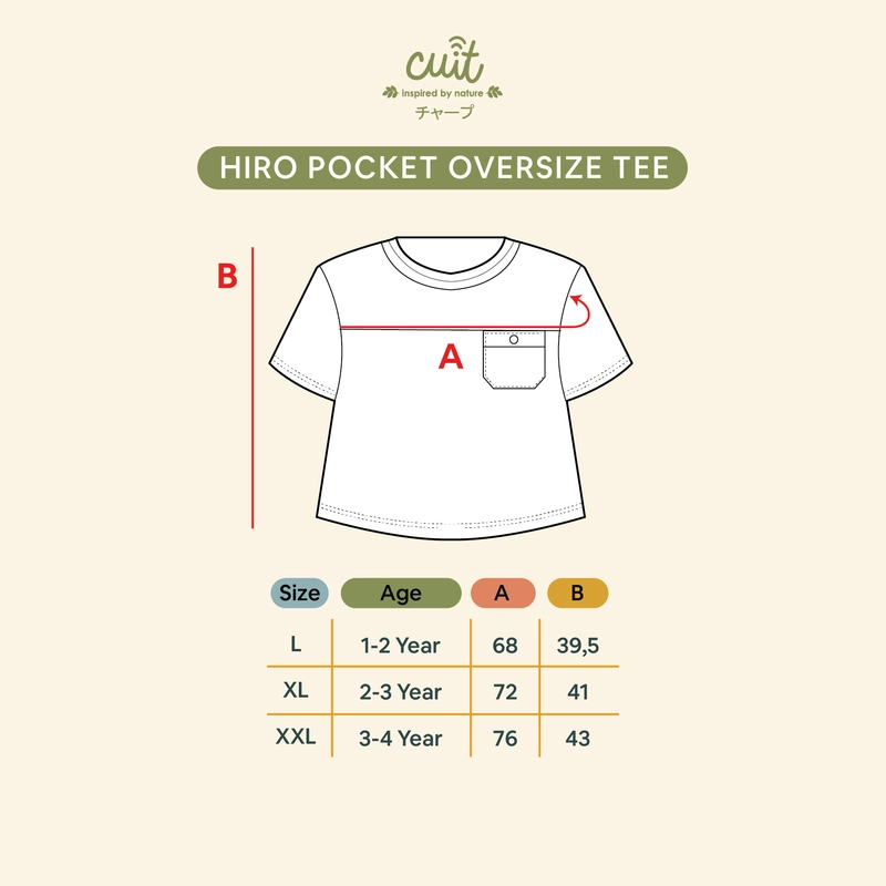 Product image CUIT Baby 1 - 4 Tahun Oversize T Shirt Pocket Atasan Anak Hiro Unisex L Teracotta