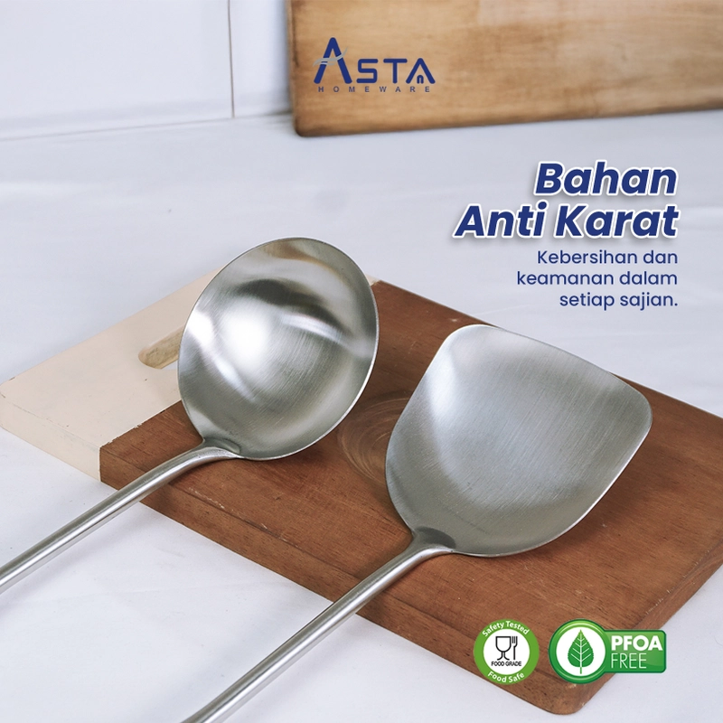 Product image Asta Homeware Official - Asta Spatula Stainless Sodet Irus Centong Gagang Kayu Tebal Variasi Spatula