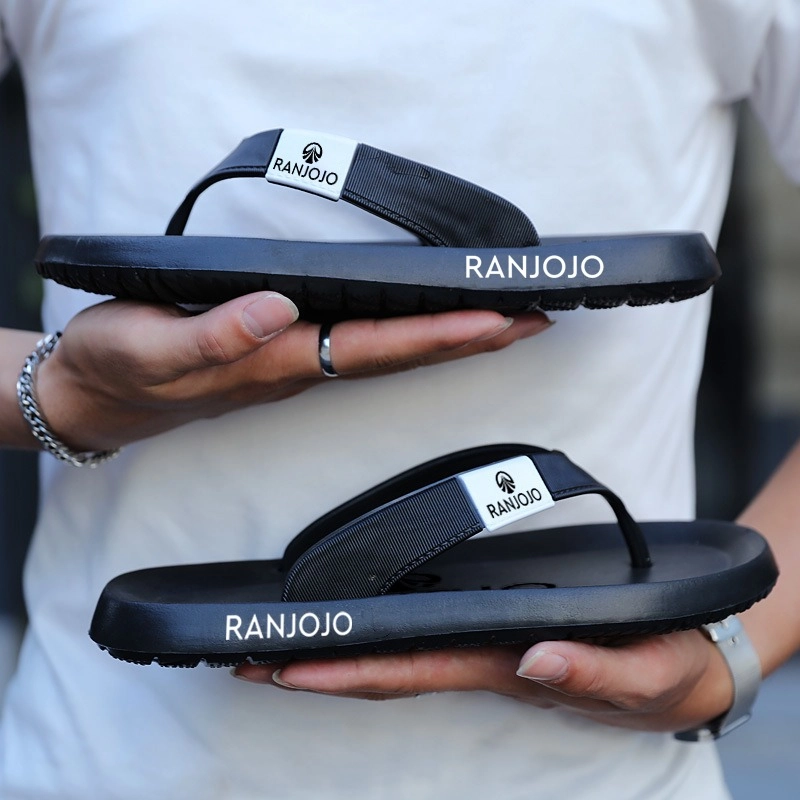 Product image Ranjojo - Sendal Jepit Pria Kasual Sangat Ringan Musim Panas Slide Cowok sandal pantai BR05 39 BLACK