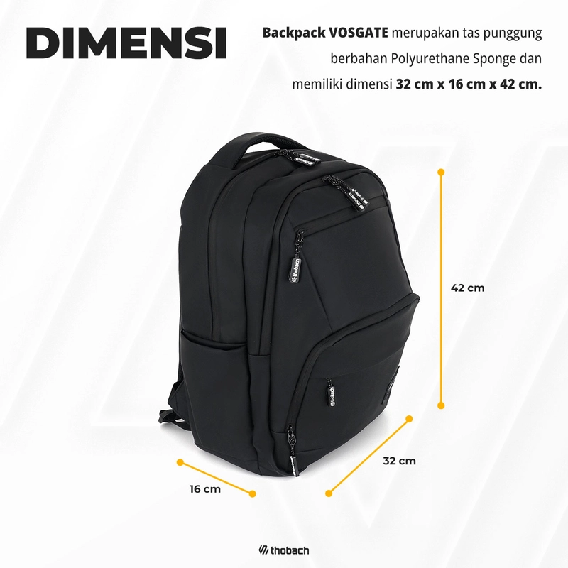 Product image Thobach official - THOBACH-BACKPACK WATERPROOF VOSGATE RANSEL PREMIUM PRIA WANITA All size Black