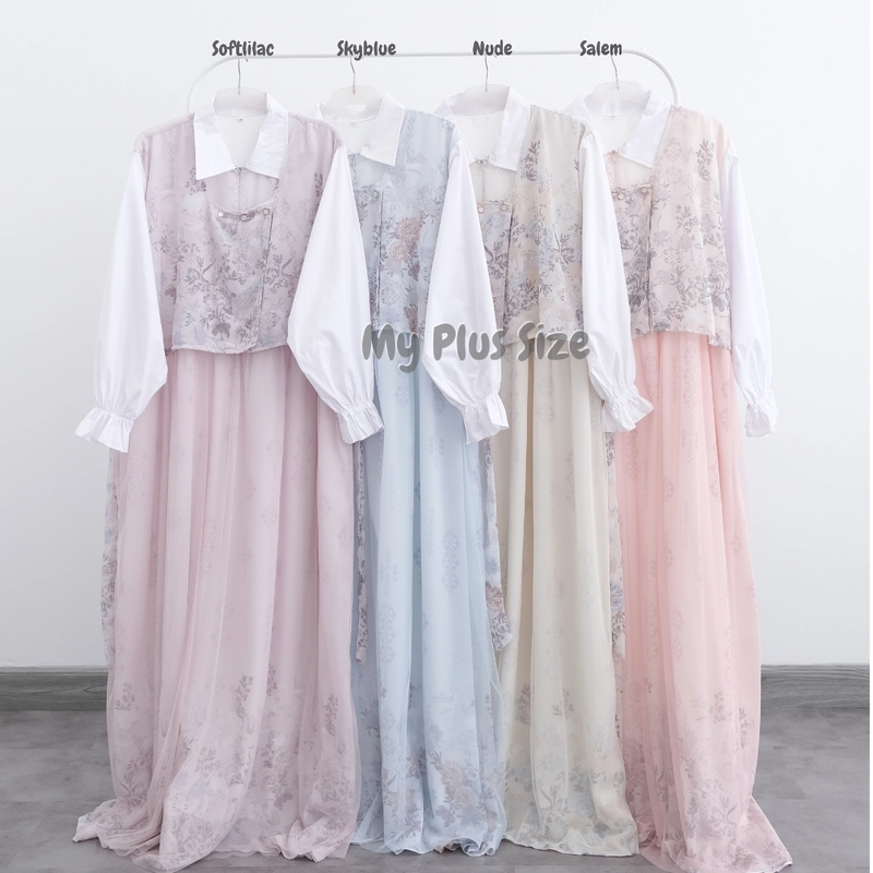 Product image My Plus Size - Gamis Vest Ceruty Jumbo Wanita 3904 / Ld 135 cm & 150 cm / Gamis Eid Series Jumbo Wanita 3XL SOFTLILAC