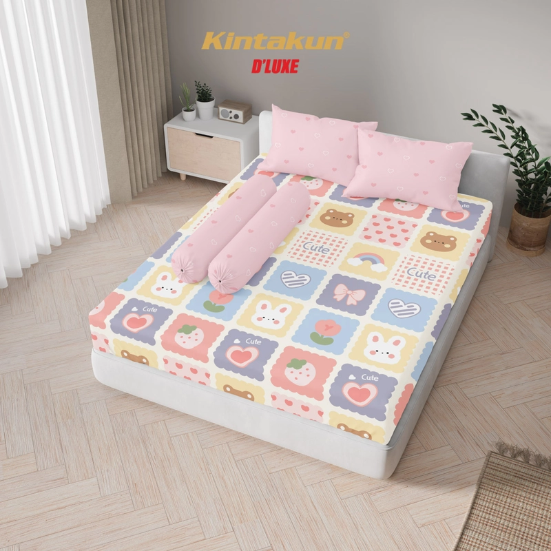 Product image Kintakun - Kintakun Sprei Set Fitted 180 x 200 King New DLUXE Aesthetic Minimalis Microtex Tinggi 25cm B2 180 x 200 Patcha