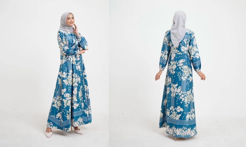 Product image Lusianasae - Lusianasae - Camellia Gamis warna Biru busui friendly bahan Silk Premium S BIRU