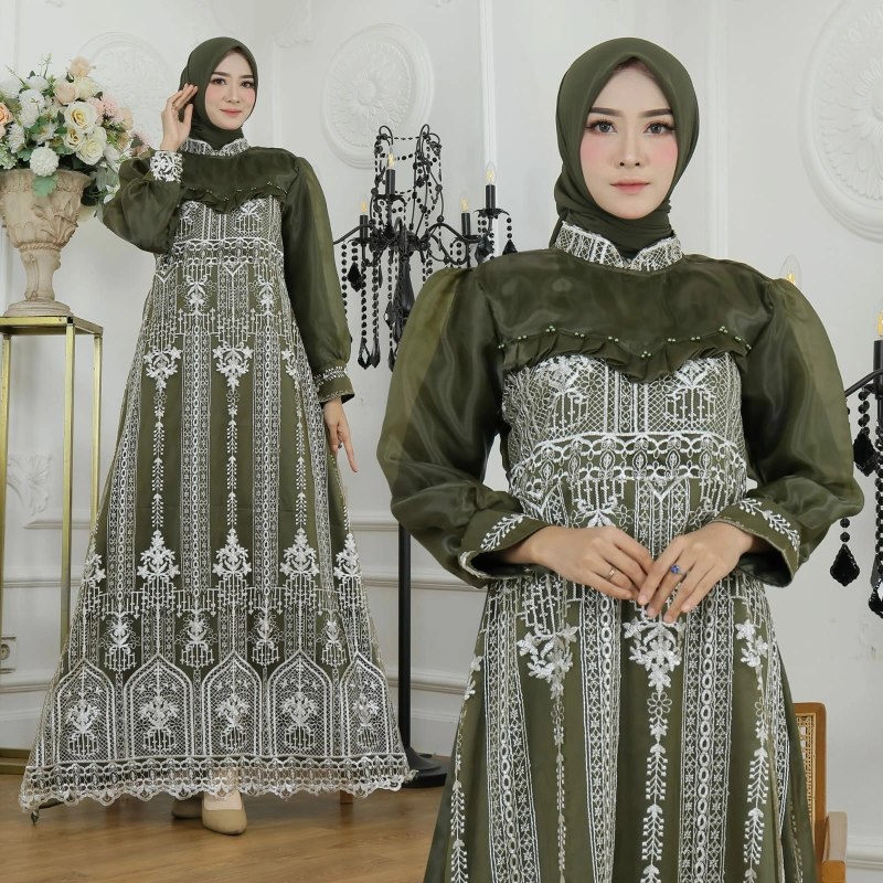 Product image astro - maxi dres wanita grisymsa realpict M/L army