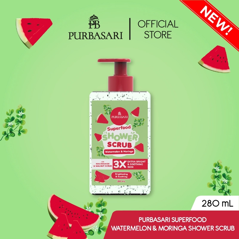 Product image Purbasari - SUPERFOOD SHOWER SCRUB 280ML WMELON & MORINGA