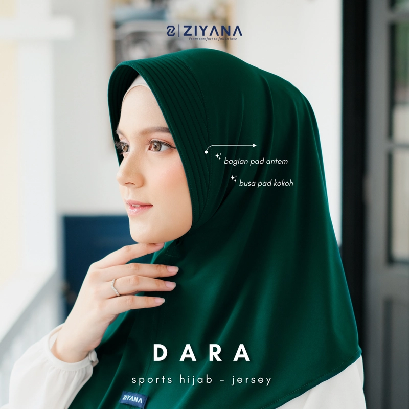 Product image Ziyana Hijab - Kerudung Sport Jersey Jilbab Instan Jersey Dara All Size Black