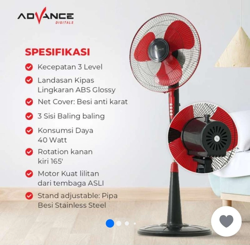Product image Rizki Electronics - KIPAS ANGIN STAND FAN ADVANCE SF-16A SF-16A MERAH HITAM