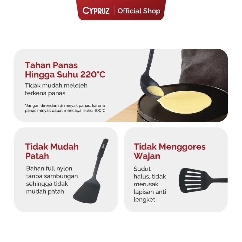 Product image Cypruz Official - Cypruz Utensil All Black Series Turner LUBANG AM-0378 S HITAM