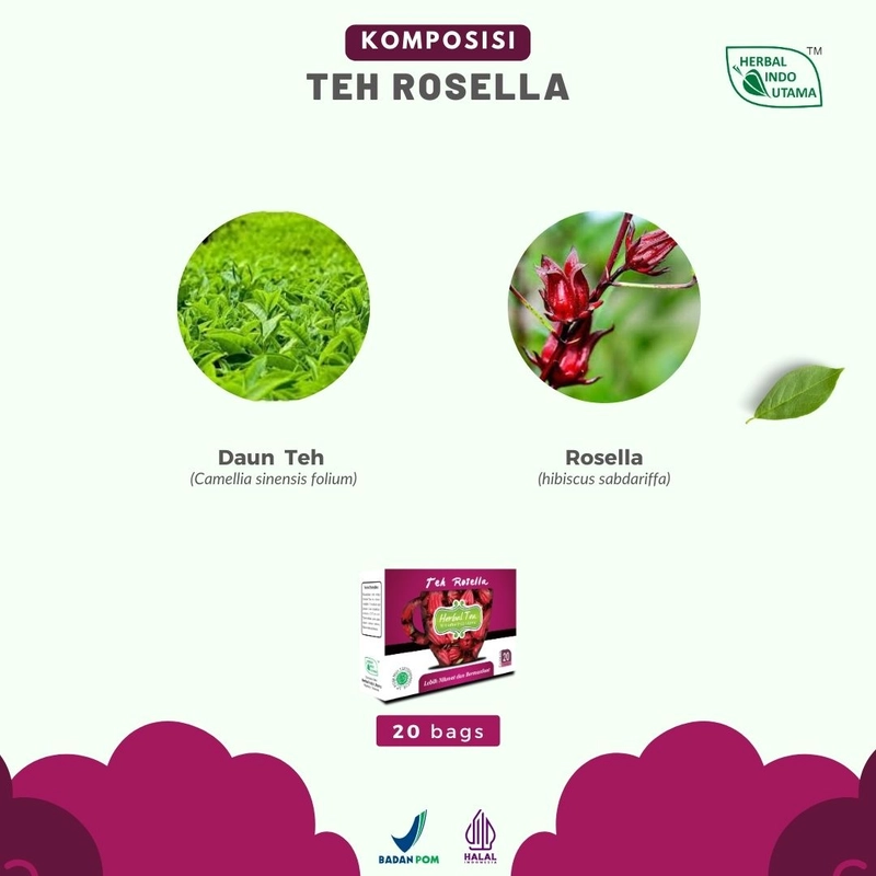 Product image Herbal Indo Utama - Teh Rosella Teh Herbal Antioksidan Anti Kanker isi 20 Kantung 20 Sachet Teh Herbal