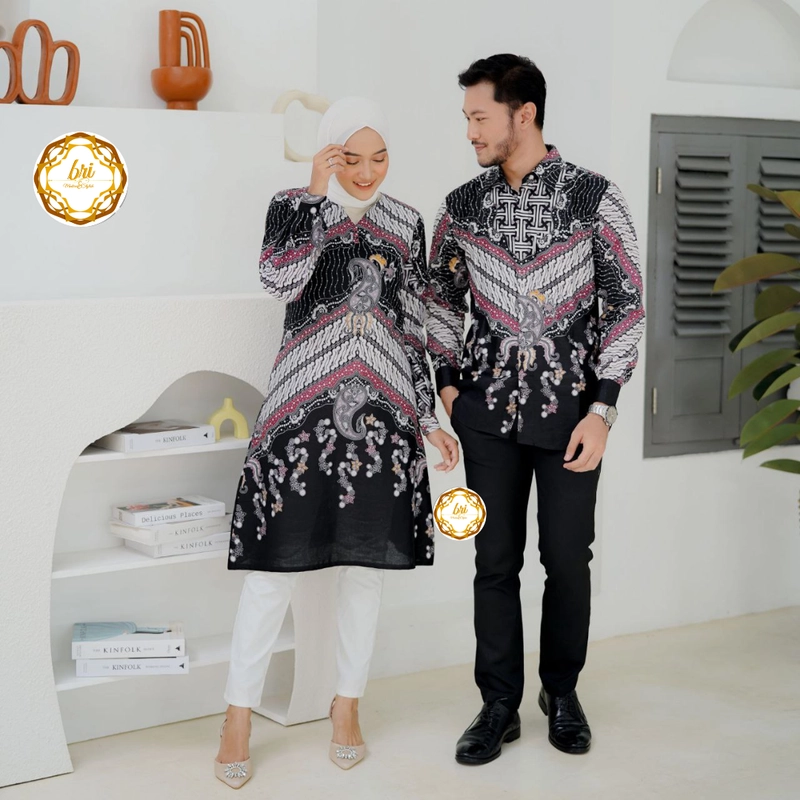 Product image Rambe Batik Indonesia - Couple Tunik Lakshani Modern dan Exclusive Kemeja Saja Size M Lakshani