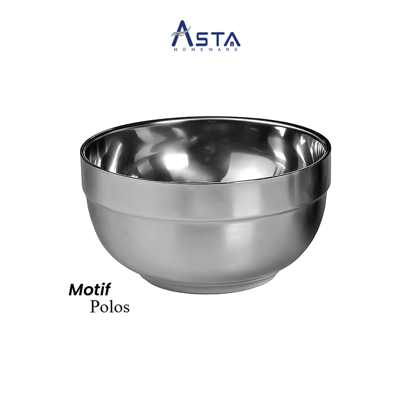 Product image Asta Homeware Official - Asta Mangkok Nasi Korea Stainless Steel Double Layer Mangkok Sup Korean Bowl Tebal Anti Panas 12 cm Polos