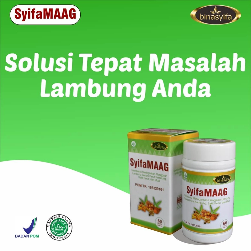 Product image SYIFAMAAG Obat Asam Lambung Maag Gerd Magh Kronis Herbal Asam Lambung Mual Kembung BPOM Binasyifa 60 60 kapsul Herbal