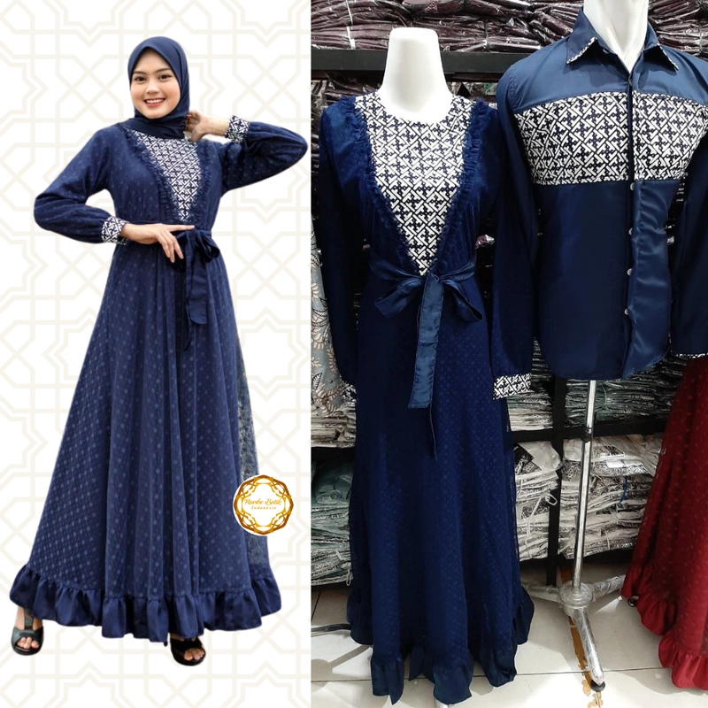 Product image Rambe Batik Indonesia - Khusus Couple - Couple Gamis Ayuma XXL Navy