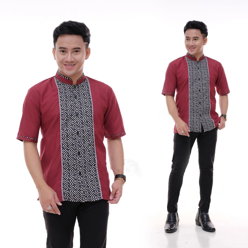 Product image Kois Batik - Baju koko pria dewasa baru kombinasi bagus banget motif ifan Xl Ifan marun