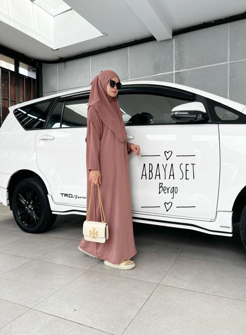 Product image ALMIRA STORE - ABAYA SET BERGO CRINKLE All size Moca