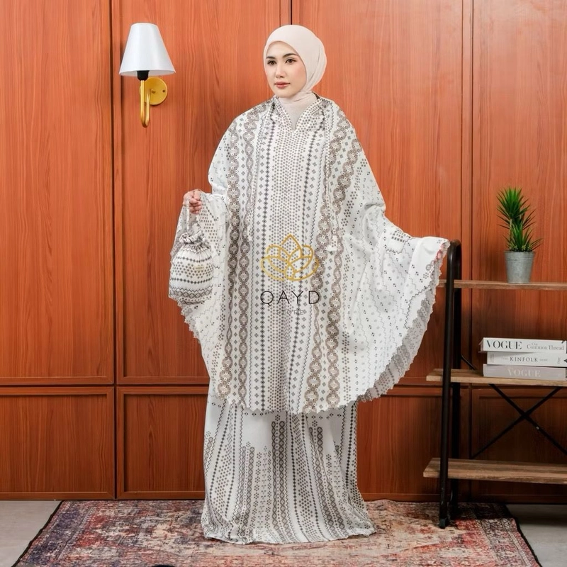 Product image qaydstoreid - beli 2 Mukena dewasa aminah gratis 1 mukena anak Aminah 2in1 Katun Premium Mukena aminah white