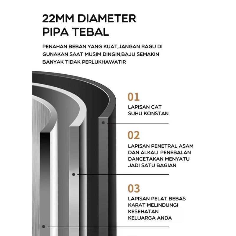 Product image UTAMAMEGA - BONBOX BFS3502 Gantungan Baju Serbaguna Rak Jemuran Pakaian Portable Tempat Pakaian Sepatu Type BFS3502