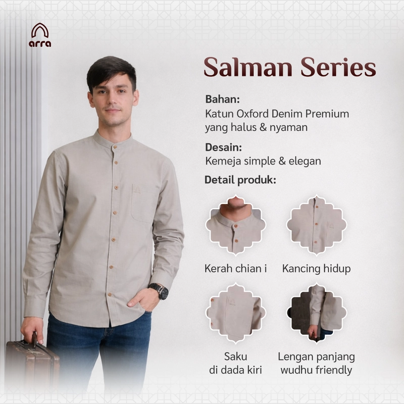 Product image Arra - [PO] Baju Koko Salman Koko Daily L Black