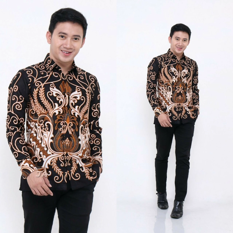 Product image Kemeja lengan panjang batik kupu kupu M Hitam kuning