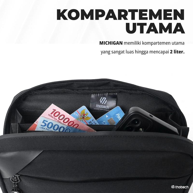 Product image Thobach official - THOBACH-SLING BAG WATERPROOF&FIRE RESIST MICHIGAN HAND BAG MULTIFUNGSI PRIA WANITA ANTI BARA API all size black