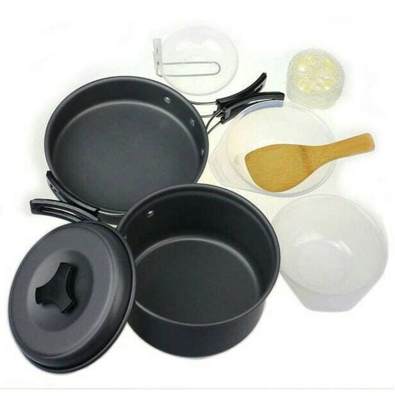 Product image RUMAH RAYA - Panci Masak Cooking Set Outdoor 8 PCS - WH-200 9 Pcs Black