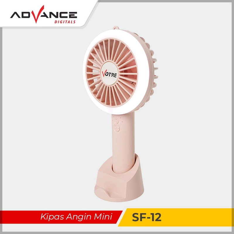 Product image Advance Digitals Indonesia - Kipas Angin Mini Portable Votre SF-12 / SF12 + Lampu LED Advance - Pink