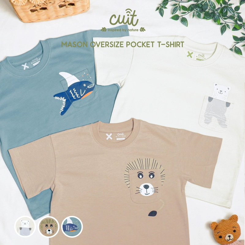Product image Kintakun Baby - KINTAKUN BABY X CUIT Mason Kaos Tangan Pendek Oversize Pocket T-Shirt Anak 1 - 6 Tah XL (3 - 4 Tahun) Polar Bear