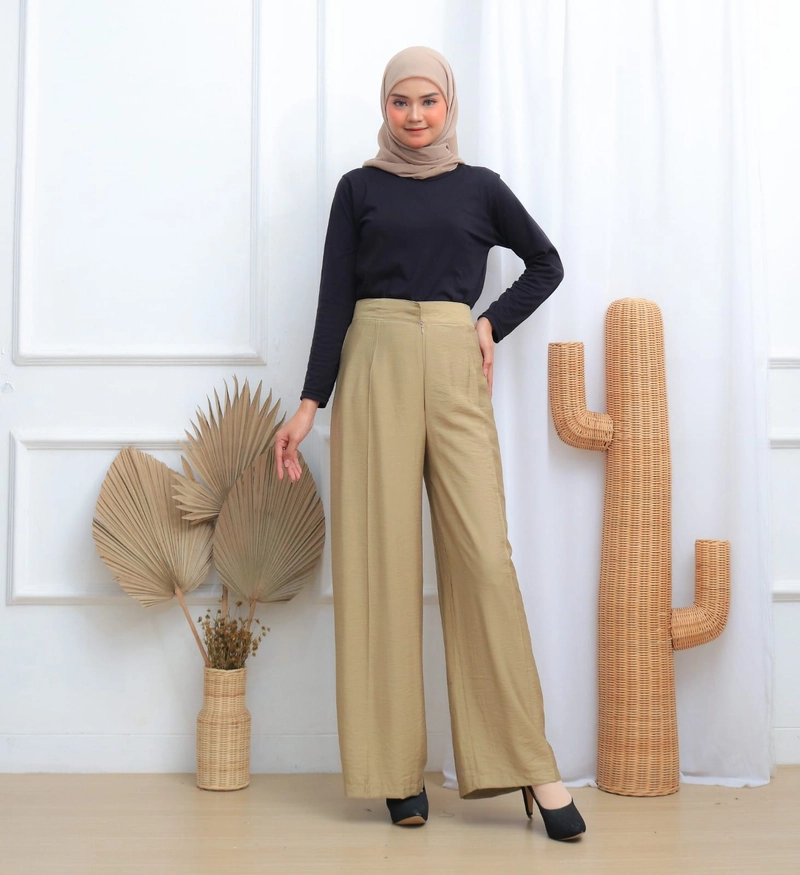 Product image Syahrinda [TA] - Celana Long Kulot Katun Silky Crinkle Malvarah Zarara JUMBO / Standar Bigsize 023 Size 1 Sage