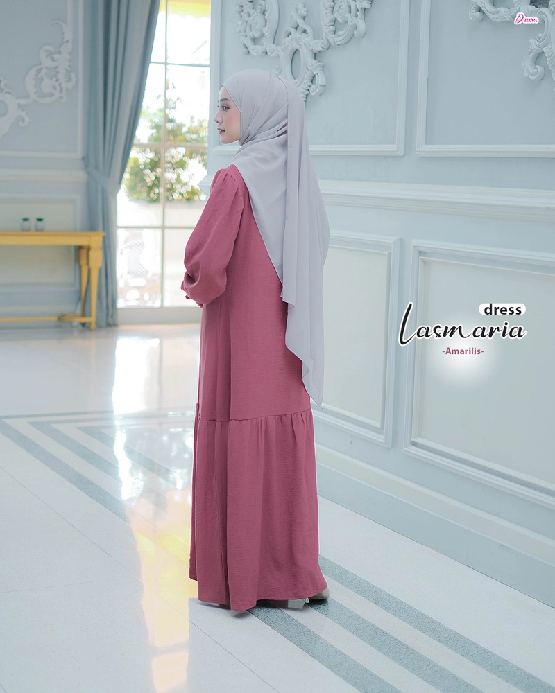 Product image Dzeera - LASMARIA DRESS / gamis polos crincle airflow S AMARILIS