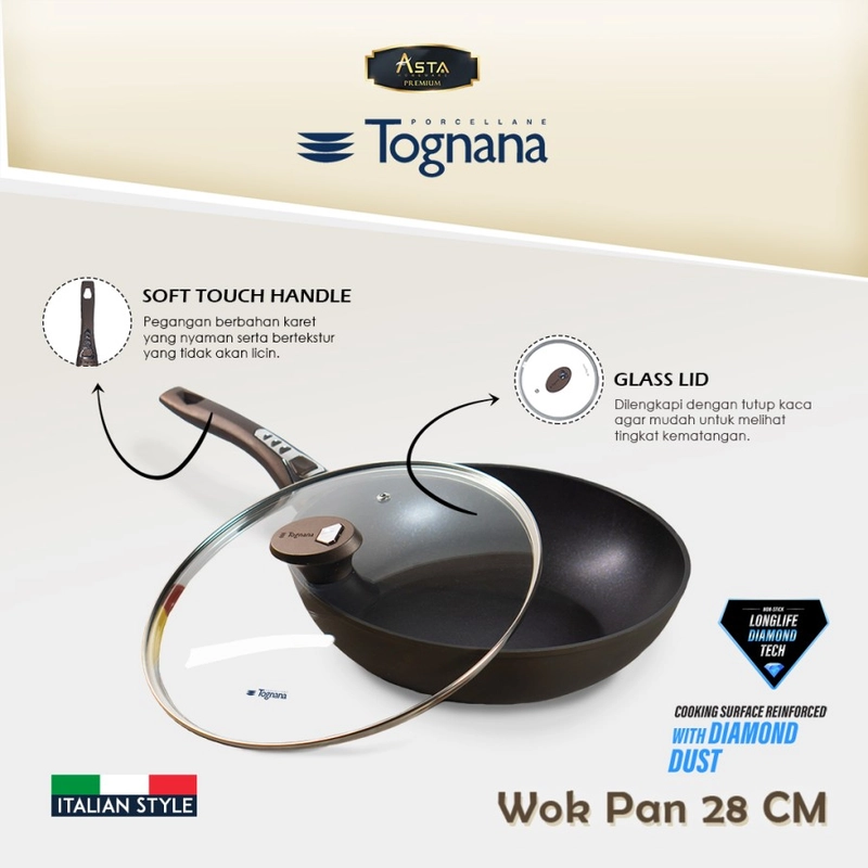 Product image KJU - TOGNANA 28 cm Wok Pan / Wajan Penggorengan Premium Anti Lengket 28cm Hitam