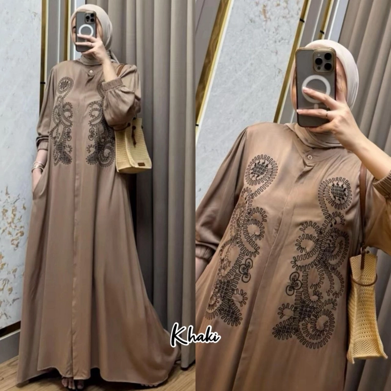 Product image Khisna collection - Dress Karina bordir twill rayon Allsize Khaki