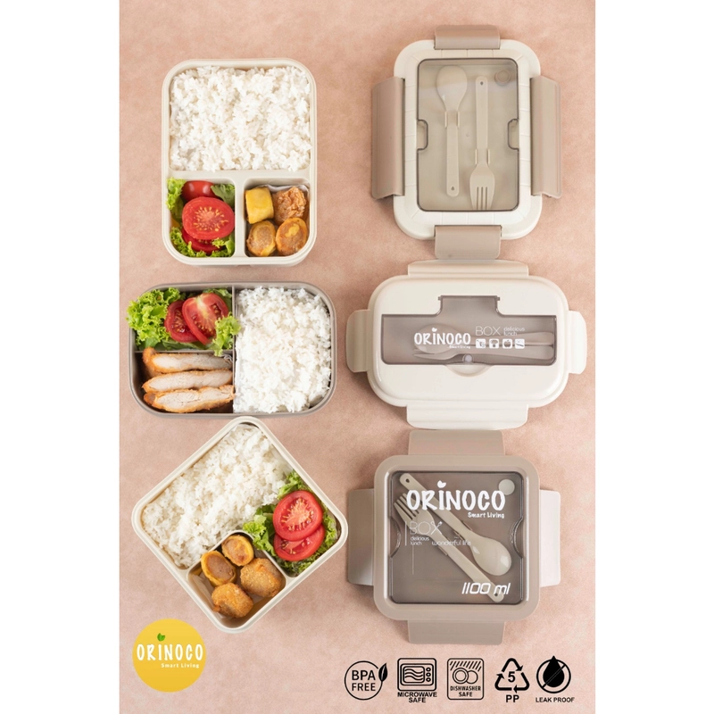 Product image Orinoco Kotak Makan Lunchbox Collection Choco White Series 3 Varian Model / Ukuran 1100 OR-0228 CHOCO WHITE