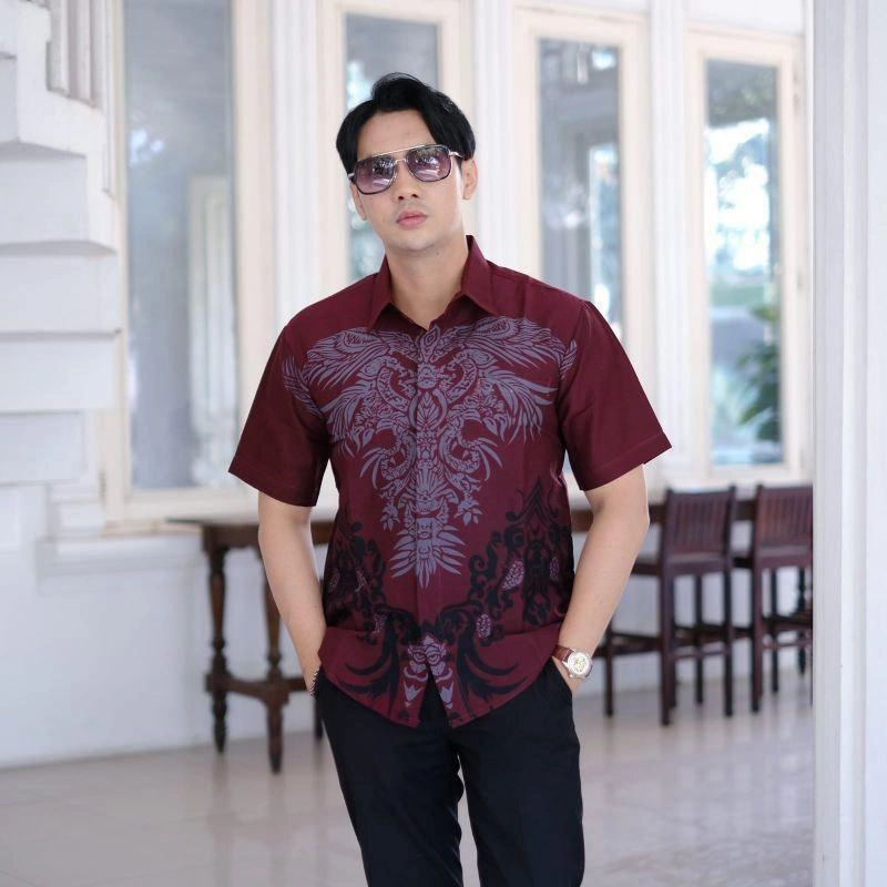 Product image Khisna collection - Kemeja Hem batik dewasa Marouns marun bestseller terbaru Hem M Hem marun