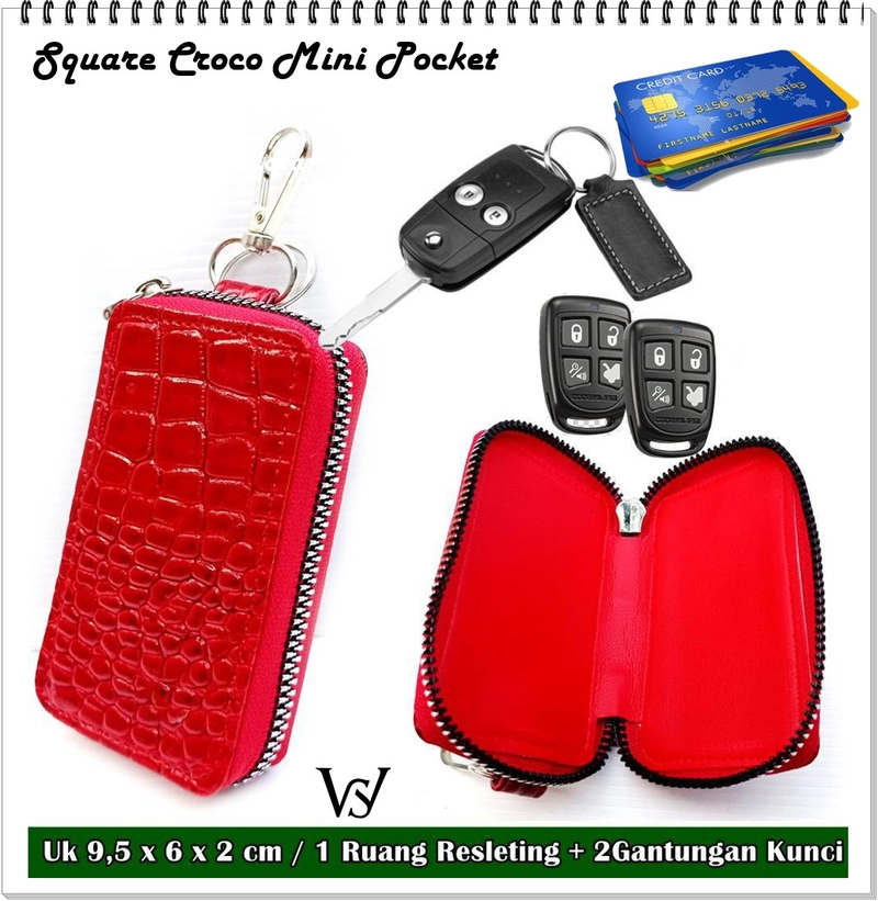 Product image Lanc Fashion - Dompet resleting kunci Square Croco Mini Pocket WARNA MERAH