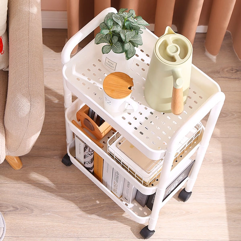 Product image UTAMAMEGA - Rak Penyimpanan Troli 3 Susun Dilengkapi Roda Warna Putih